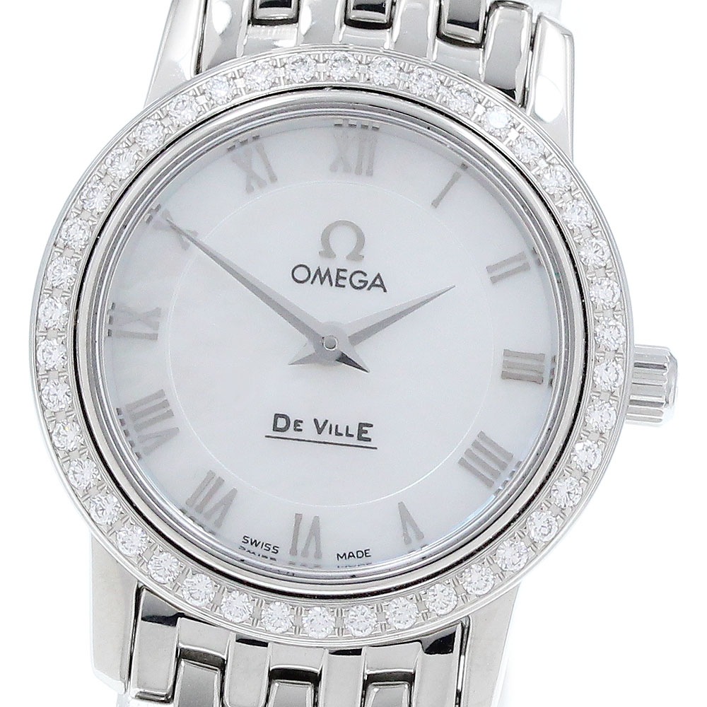 オメガ OMEGA 4575.71 デビル プレステージ ダイヤベゼル クォーツ レディース 美品 _920627【中古】