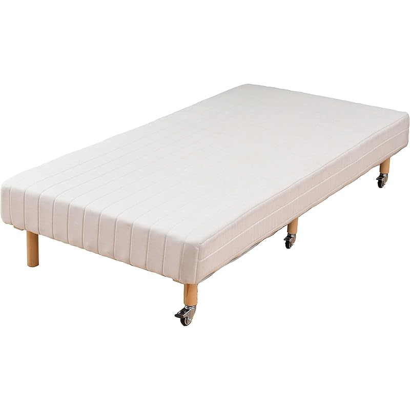 【即納】[山善] 脚付きマットレス キャスター付き (圧縮梱包/桟と脚を付けるだけ/搬入ラクラク) ベッド下ひろびろ(高さ19) コイル数330 ボンネルコイル かんたん組立 シングル ライトベージ