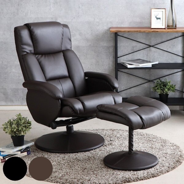 パーソナルチェア オットマン付き レザー調 リクライニング 肘掛け ファブリック ソファ 1人掛け