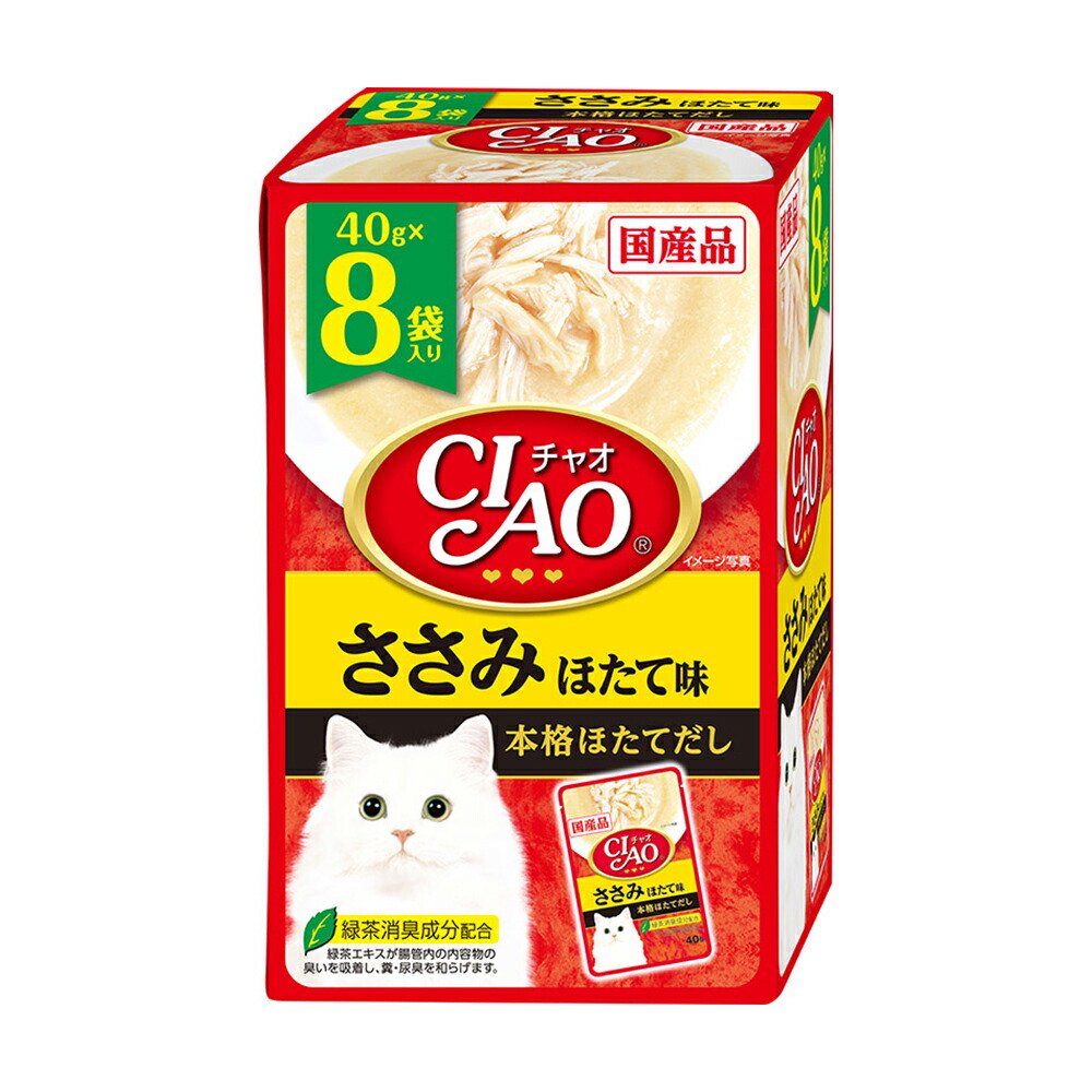 いなば　ＣＩＡＯ　チャオ　パウチ　８袋入り　ささみ　ほたて味　４０ｇX８袋X１２個　ＣＲＣ35―20―20―10―40
