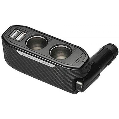 他サイト： カーメイト 車用 シガーソケット 2連 ダイレクト 2USBポート付 カーボン調 DZ270 カーソケット スマホ　タブレット 充電の商品画像