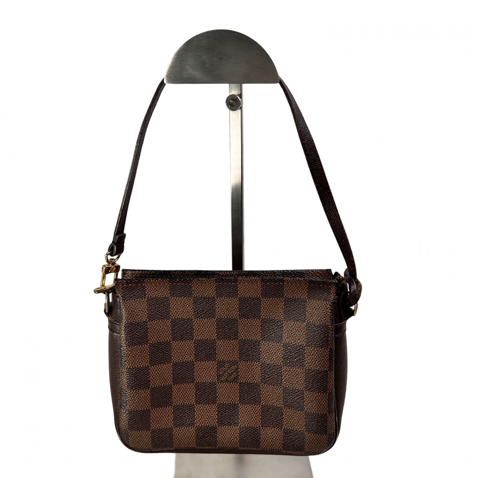LOUIS VUITTON ヴィトン ダミエ　メイクポーチ レザー ハンドバッグ ブラウン A-13725