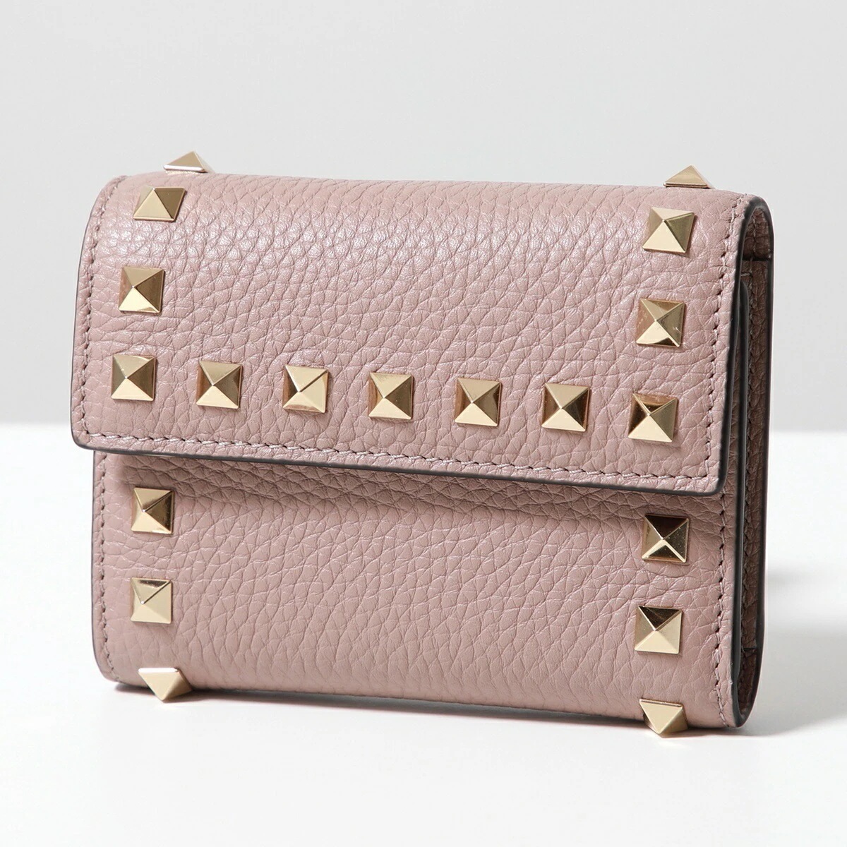 VALENTINO ヴァレンティノ 三つ折り財布 7W2P0AJ1VSH レディース ロックスタッズ スモールウォレット レザー ミニ財布 P45