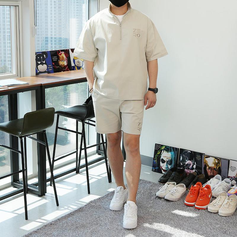 WDA男性ビッグサイズゼロ刺繍アノラック半袖ハーフパンツ