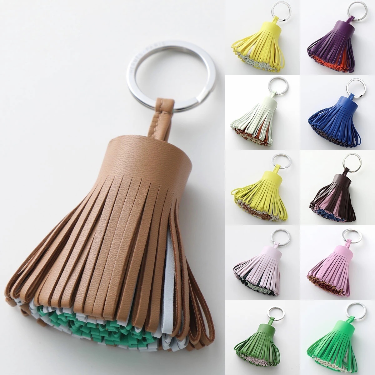 HERMES エルメス キーリング カルメントリコロール H079018CJ レディース アニョーミロ キーホルダー バッグチャーム タッセル レザー カラー11色