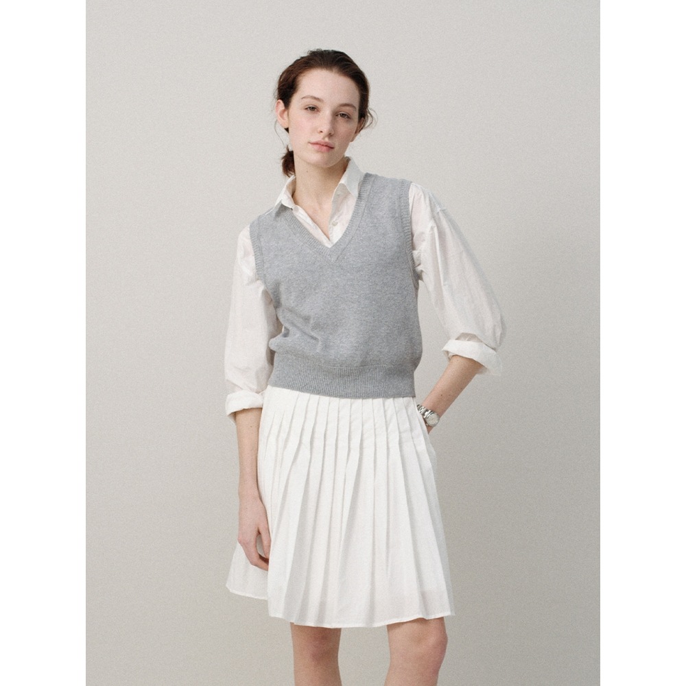 何も書かれていないサイコットンプリーツスカート(白)