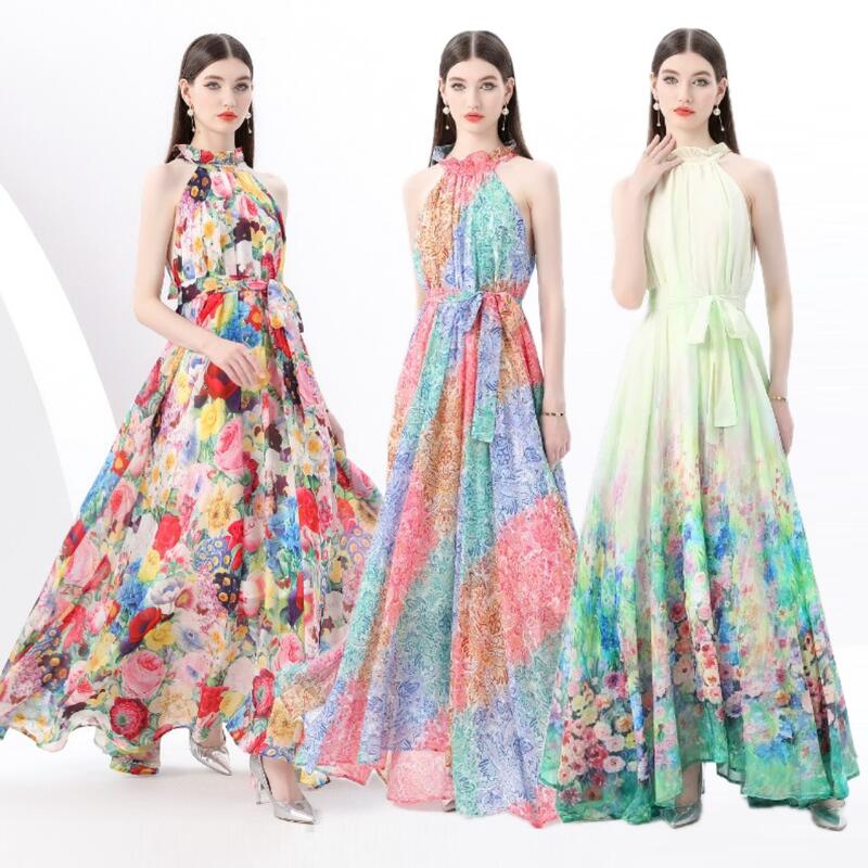 新作 F3色レッド グリーン オレンジ×パープル ドレス ワンピース ワンピ パーティードレス ロングプリーツ パーティーワンピ 結婚式 二次会 カラオケクラシカル系レトロ感 優雅印象 ホール