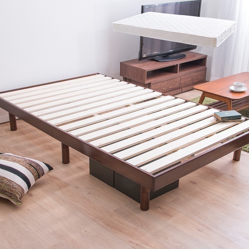 すのこベッド + 高反発 ボンネルコイルマットレスセット セミダブル 天然木フレーム高さ3段階すのこベッド