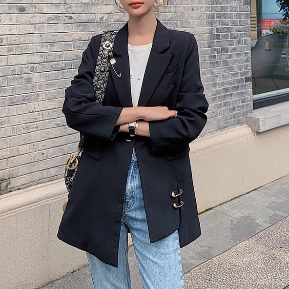 レディース アウター コート ジャケット ブレザージャケット 長袖 長そで アシンメトリー