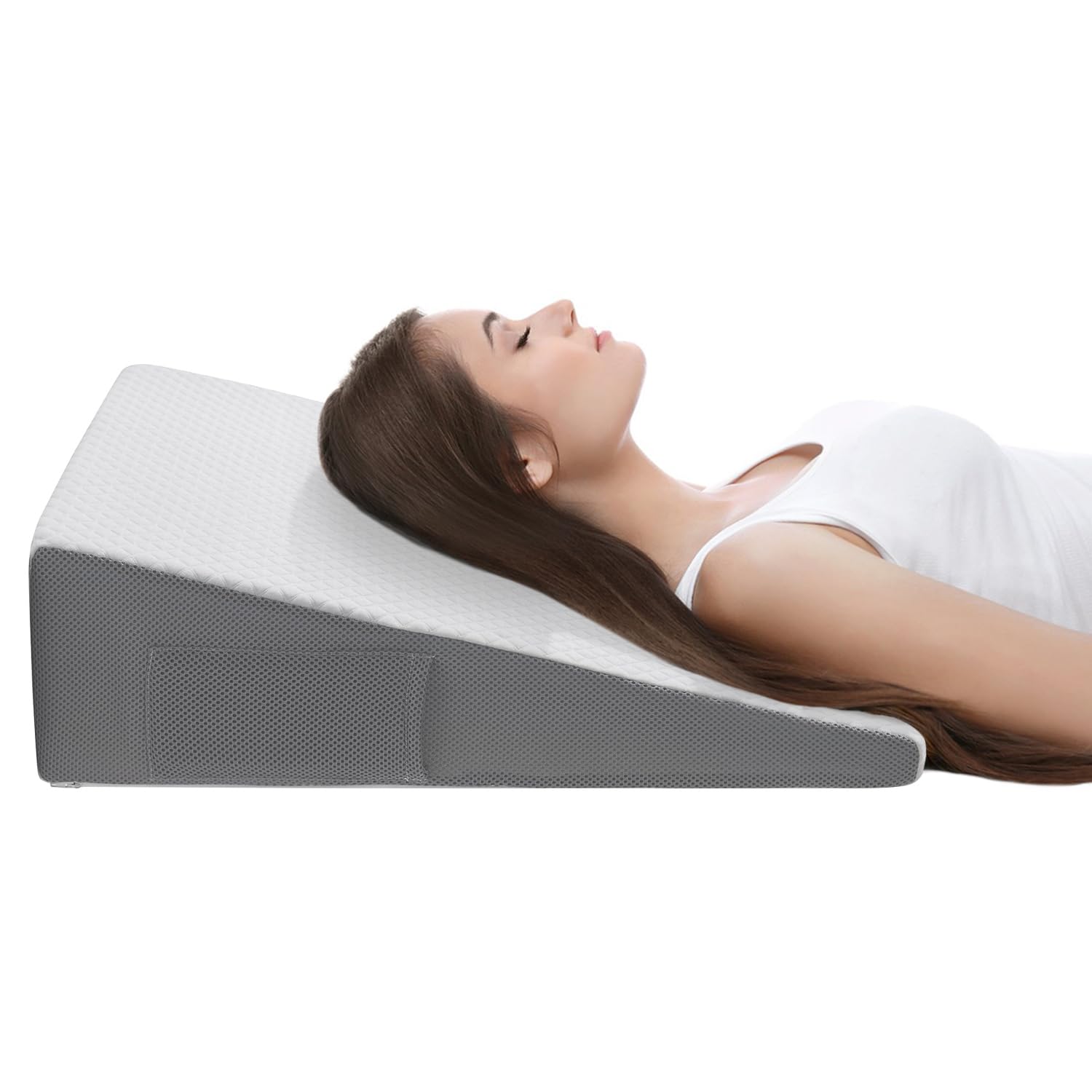 三角クッション 三角枕 背もたれ クッション テレビ枕 高反発メモリーフォーム 傾斜枕 背もたれクッション 腰枕 低反発+高反発 2層構造 逆流性食道炎 枕 いびき対策 睡眠サポート なだらか枕 足上