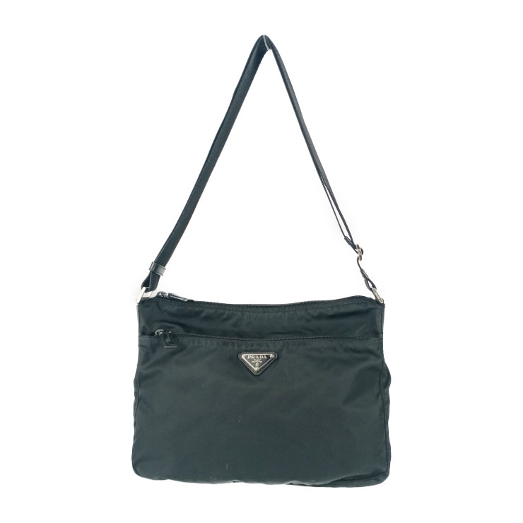 美品 PRADA プラダ ショルダーバッグ クロスボディバッグ BT0421 ブラック ナイロン レディース 三角ロゴプレート【本物保証】