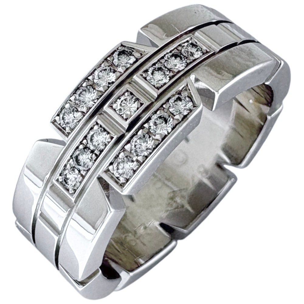 カルティエ タンクフランセーズ リング 指輪 8号 18金 K18ホワイトゴールド ダイヤモンド CARTIER 中古 美品