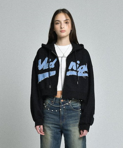 Qoo10] MIDNIGHT MOVE damage 2 hood zip-up : レディース服