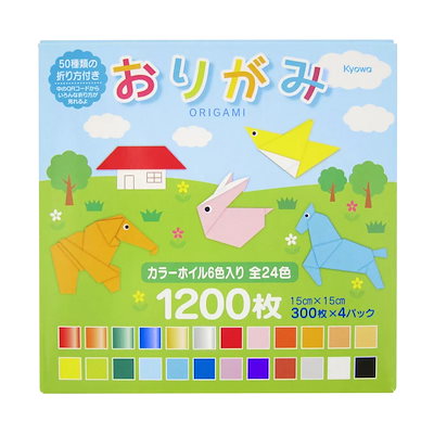他サイト： 協和紙工 折り紙 15cm角 24色 1200枚 【300枚 x 4 セット】の商品画像