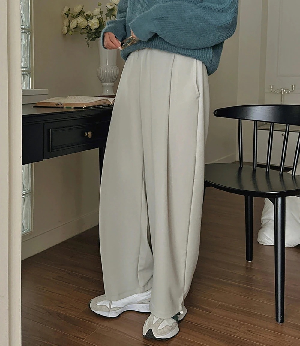 ウエストゴムワイドスラックス・p590243 レディース 【pt】ボトムス パンツ ロング丈 ウエストゴム ワイド スラックス ルーズ 楽ちん 着回し シンプル カジュアル 秋 冬 STYLE 韓国
