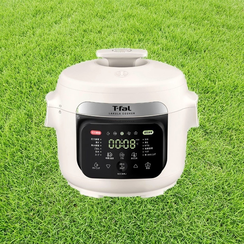 ティファール 電気圧力鍋 3L 2～4人用 時短 圧力/炒め/無水/煮る/蒸す/スープ/ベイク 予約調理 「ラクラ・クッカー 電気圧力鍋」 レシピブック付き アイボリー CY380AJ0