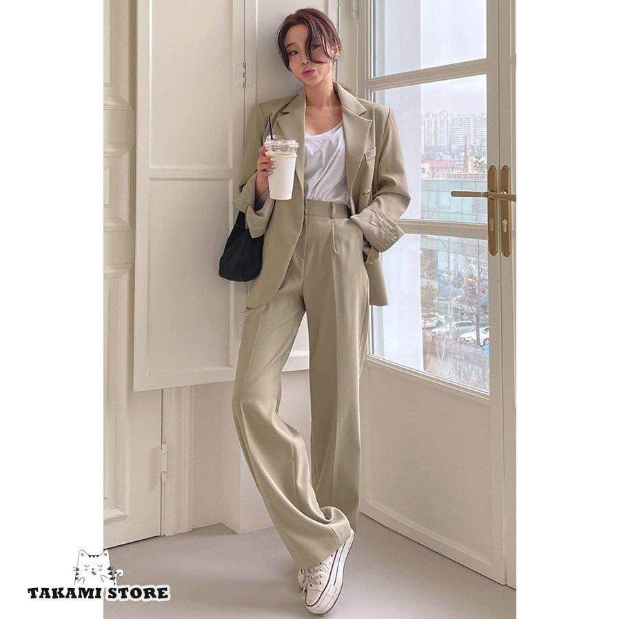 パンツスーツ おしゃれ カジュアルスーツ セットアップ スーツ レディース テーラードジャケット ゆったり 通勤服 オフィス スーツ パンツ セット
