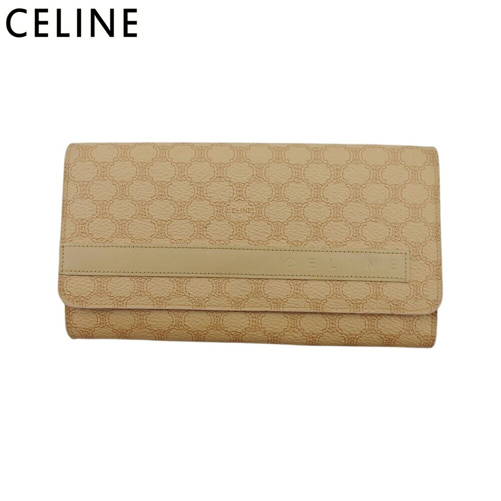 長財布 ファスナー付き 財布 マカダム レディース メンズ ベージュ ブラウン ゴールド 中古