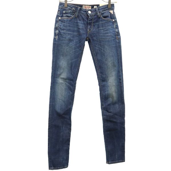 未使用 スリムデニムパンツ W25 ネイビー ジーパン レディース