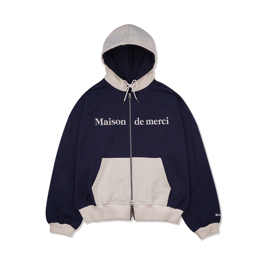 ファビュラスアーカイブユニセックス 2ウェイ 2トーンドロップフィットパーカージップアップネイビー (FCD1ZP101M)