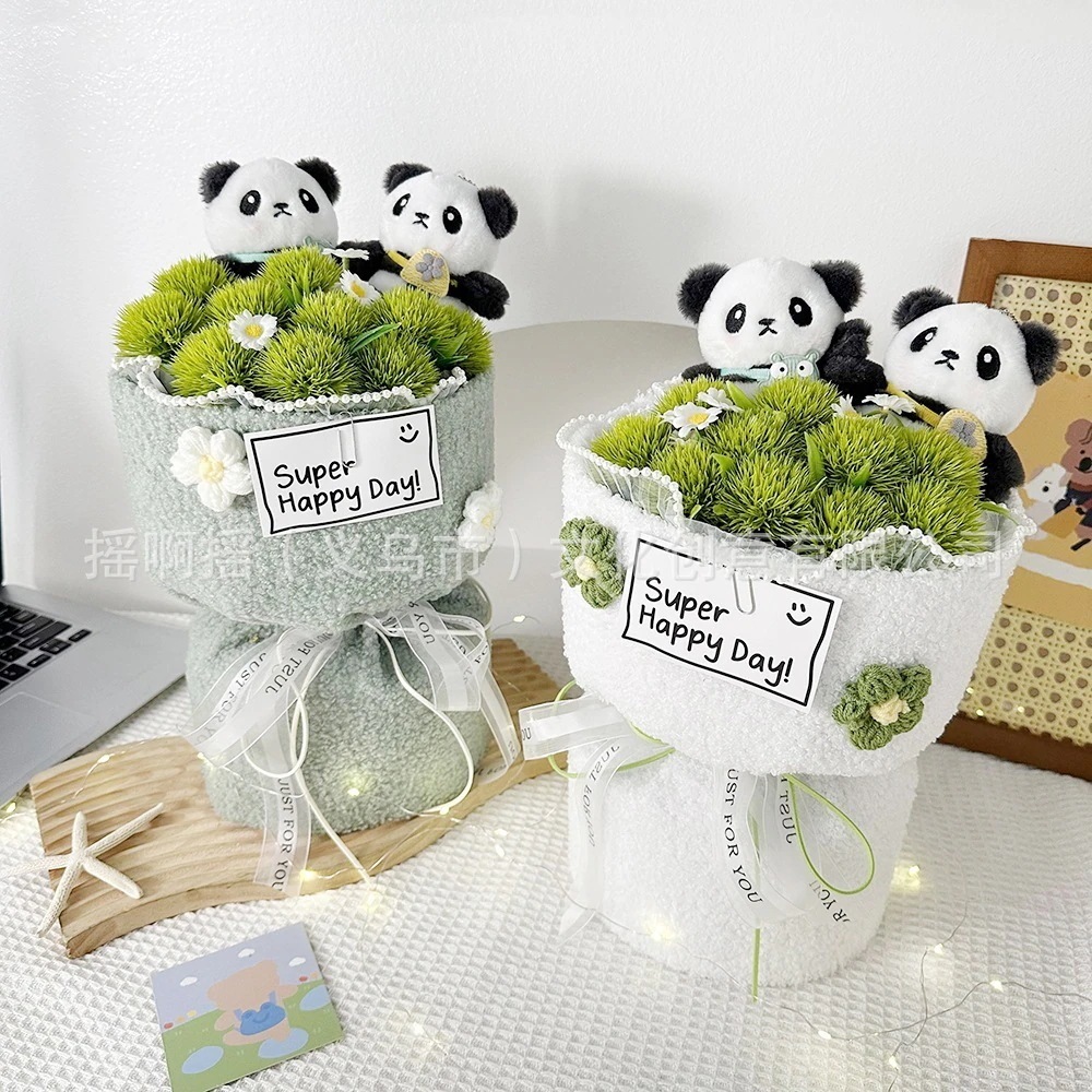 人形レッサーパンダブーケ卒業シーズン誕生日ギフト完成品かわいい漫画ぬいぐるみブーケ