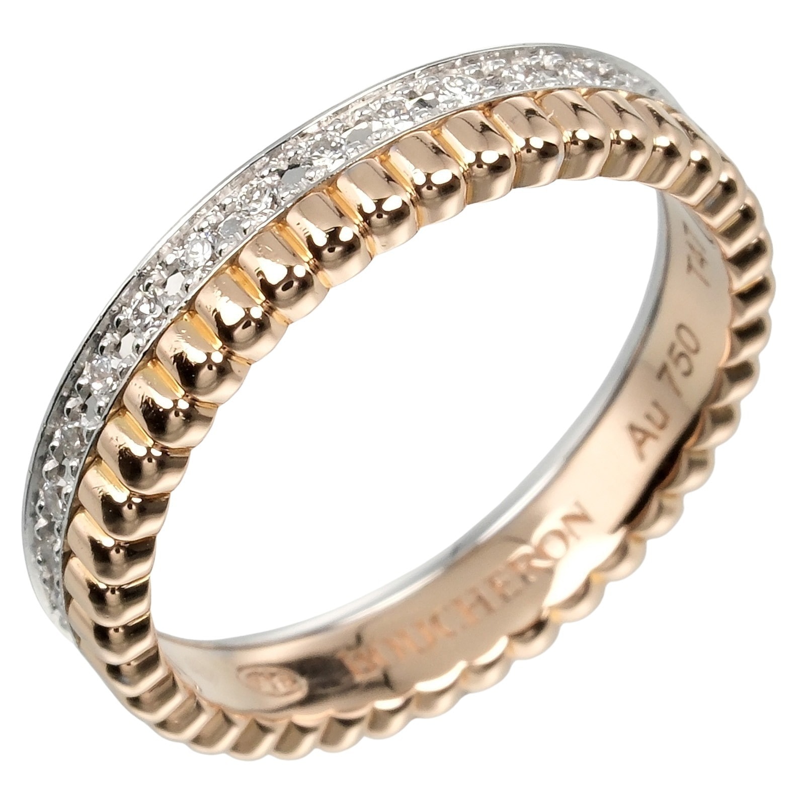 キャトル ラディアント ハーフ リング・指輪 K18ピンクゴールド K18ホワイトゴールド ダイヤモンド 7号 約3g レディース 中古品 Aランク