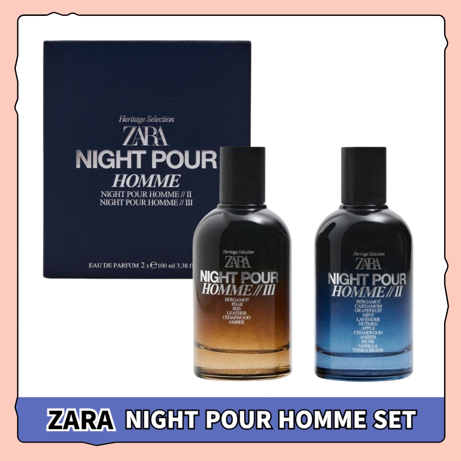 ZARA 香水 ザラマンズNIGHT POUR HOMME II + IIIオードパフューム2 X 100ML ( 3.4 FL.OZ )