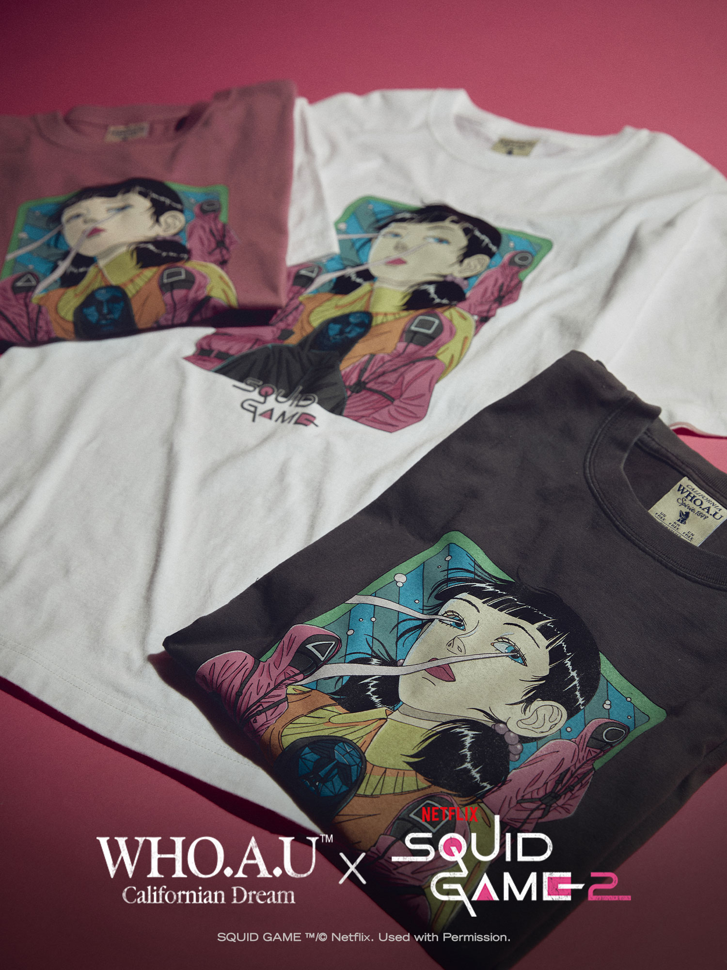 WAU X SQUID GAME/Cartoon Dyed T-Shirt/ユニセックス WAU X SQUID GAME/Cartoon Dyed T-Shirt/ユニセックス Tシャツ