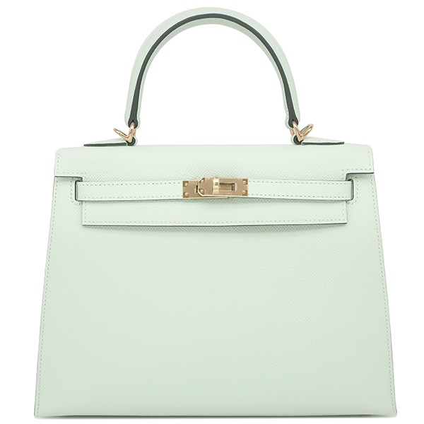 エルメス HERMES 2WAYバッグ ケリー25 外縫い ヴォーエプソン ヴェールペパーミント シャンパンゴールド金具 新品 未使用 薄緑 ショルダー ハンドバッグ K刻印（2025年製） 【箱】【
