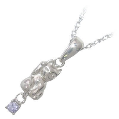 幸せを招く猫モチーフ ( 12月誕生石 ) シルバー タンザナイトペンダントネックレス楽ギフ_包装