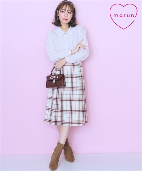 ロングスカート 大きいサイズ チェックスカート marun