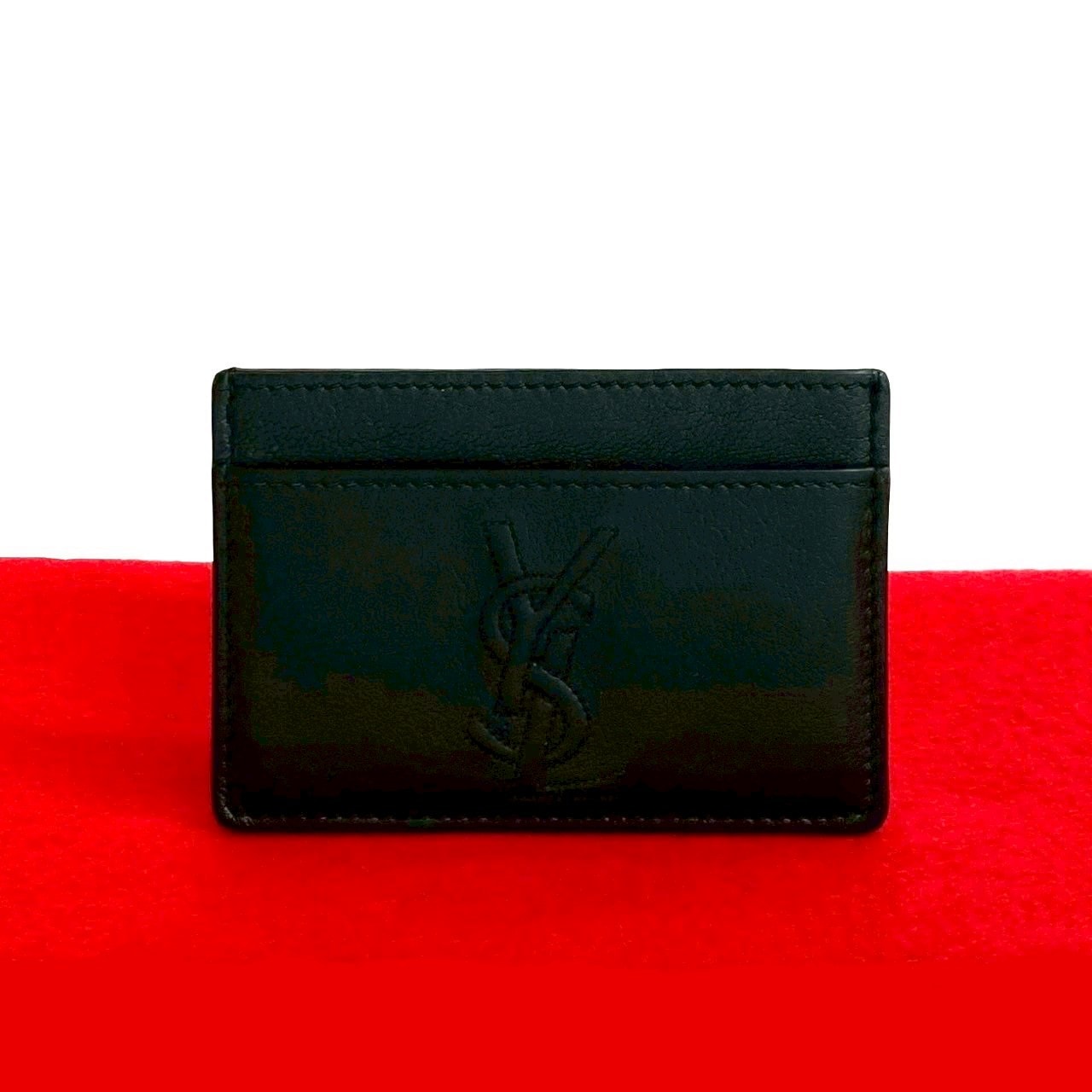 ヴィンテージ YSL ロゴカードケース レザー ブラック 64838