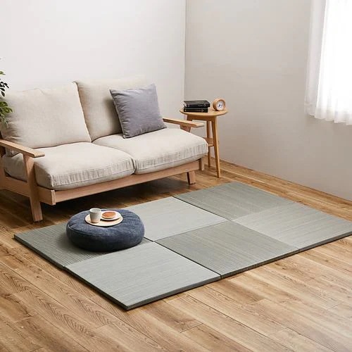 【メーカー直送品】萩原 【6枚組】置き畳 紗彩 約65×65×2.5cm ブルー