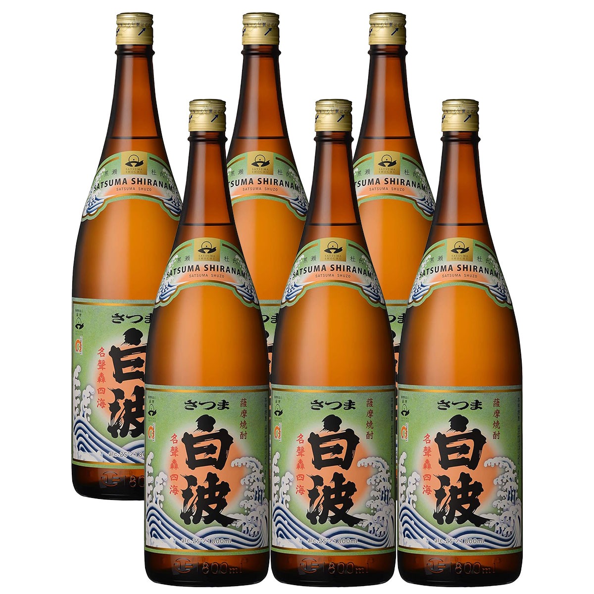 薩摩酒造 芋焼酎 さつま白波 25度 1800ml 1.8L 6本