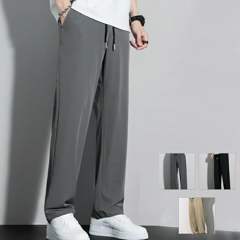 【即納】アイスシルクパンツ パンツ メンズ 薄手 夏 接触冷感 冷感パンツ チノパン ロングパンツ ゆったり 長ズボン ひんやり 冷感 涼感 パンツ アイスシルク ズボン チノパン 無地