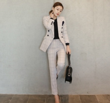 チェック柄パンツスーツ ロング丈 ジャケット 綿 チェック柄 爽やか 大人スタイル 大人可愛い きれいめ シンプル カジュアル 大人 上品 おしゃれ かっこいい レトロ アジアン 大人可愛い 大人女子
