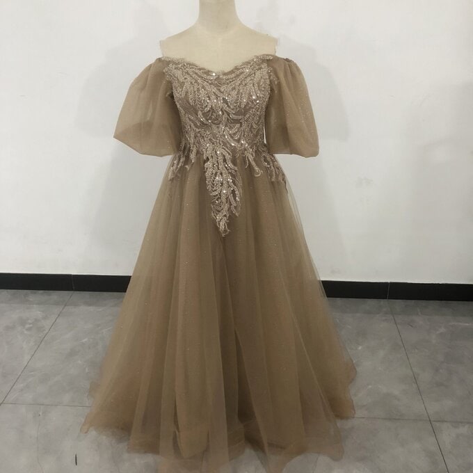 美品！カラードレス キラキラチュール 美しい花レース 姫袖プリンセスライン /花嫁/結婚式 25,913円