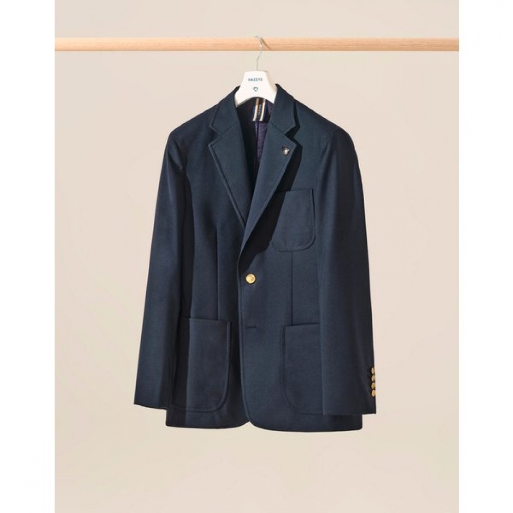 クラシック ネイビー ウール ブレザー HZJA4E201N2