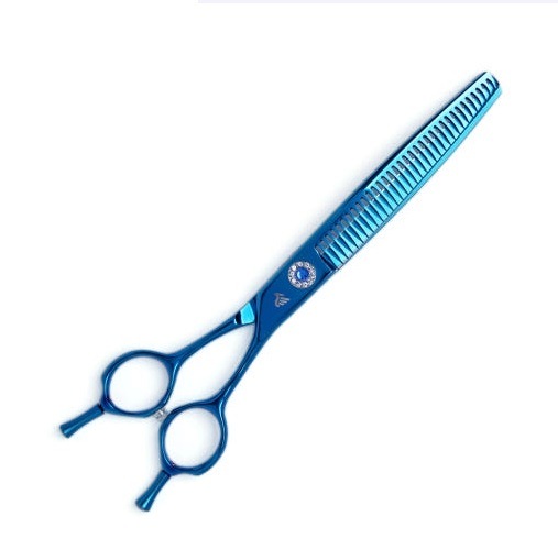 [黒鳥]チタン曲線魔術ハサミ66発愛犬子犬美容ハサミセルフ美容専門家 黒鳥チタニウムカーブマジックシザー 66刃／ペット犬トリミングシザー／セルフカットプロ用／ブラックチタン仕上げ