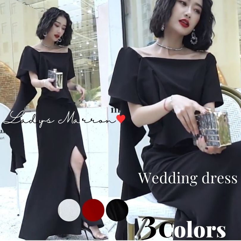 6月の新製品利用可能なポイント 前撮りドレス お呼ばれドレス 結婚式 パーティードレス かっこいい ウエディングドレス ウェディングドレス 黒 イブニングドレス ブラックドレス ドレス 二次会 花嫁