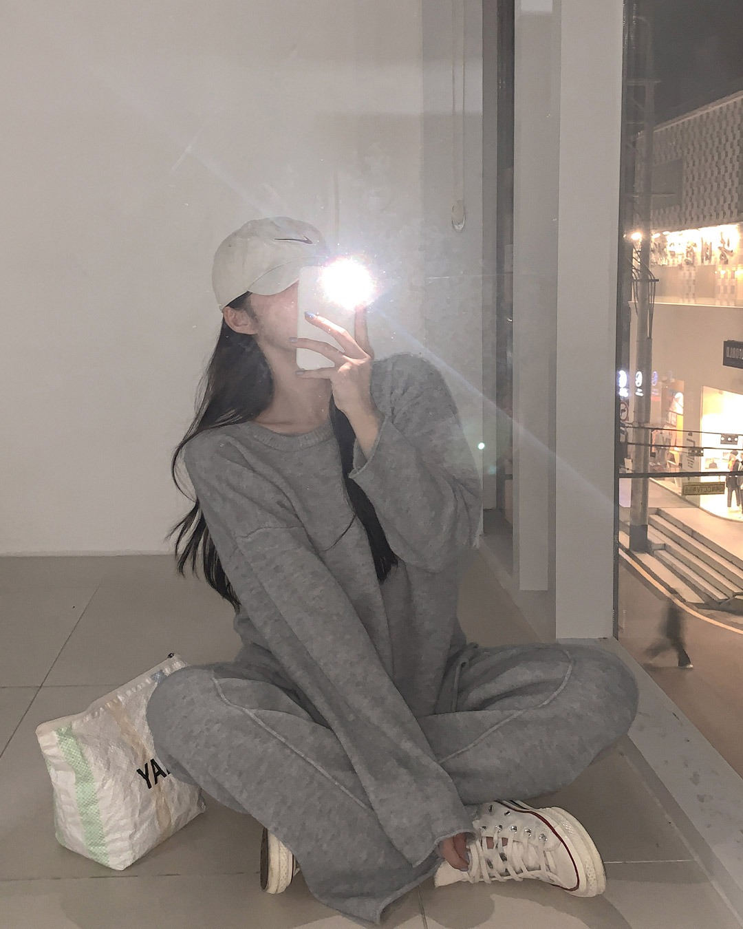 両起毛スリット入りニット&パンツset韓国ファッション レディース