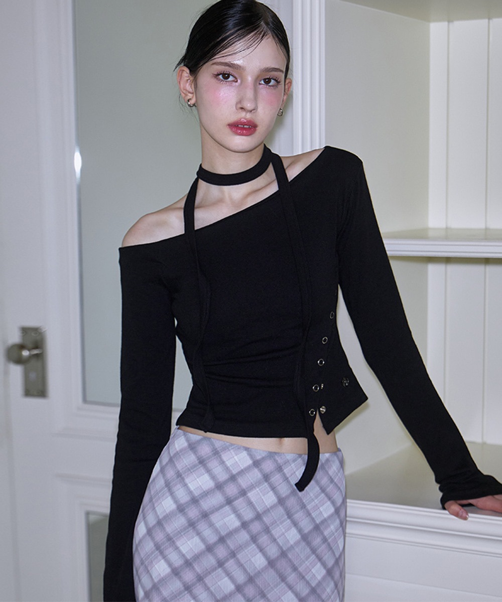 Eyelet Tie Long Sleeve [Black]