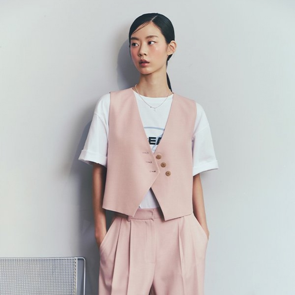 (SET-上) スリーボタン V クロップベスト AR2WV472