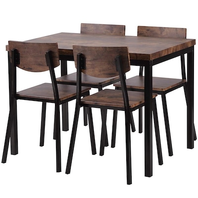 【国内即日発送】ダイニングセット ブラウン 幅120 4人掛け 四角いテーブル チェア 5点セット