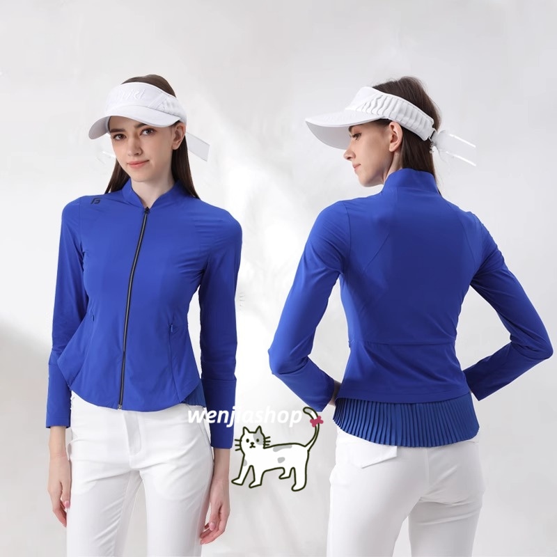 ゴルフウェア 2025 春秋冬 レディース スポーツウェア 薄い トップス 長袖 アウター ジャケット 黒 ブルー 女性 秋服 テニスウェア 韓国風
