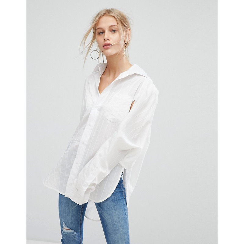 カレントエアー レディース トップス ブラウス・シャツ【Current Air White Shirt with Fine Stripe】White カレントエアー レディース トップス ブラウス・シャツ【Current Air White Shirt with Fine Stripe】White