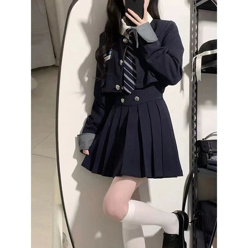 涼しく楽ちんセットアップ ハロウィン カレッジ風ショートブレザー制服スカートハイウエストスリムプリーツスカート3点セット コスプレ レディース 5,071円