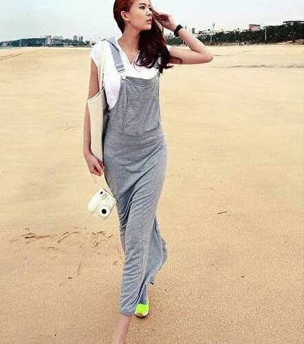 ゆったり 無地 スカート オーバーオール オールインワン フード付 ワンピース マキシ丈 レディース サロペット