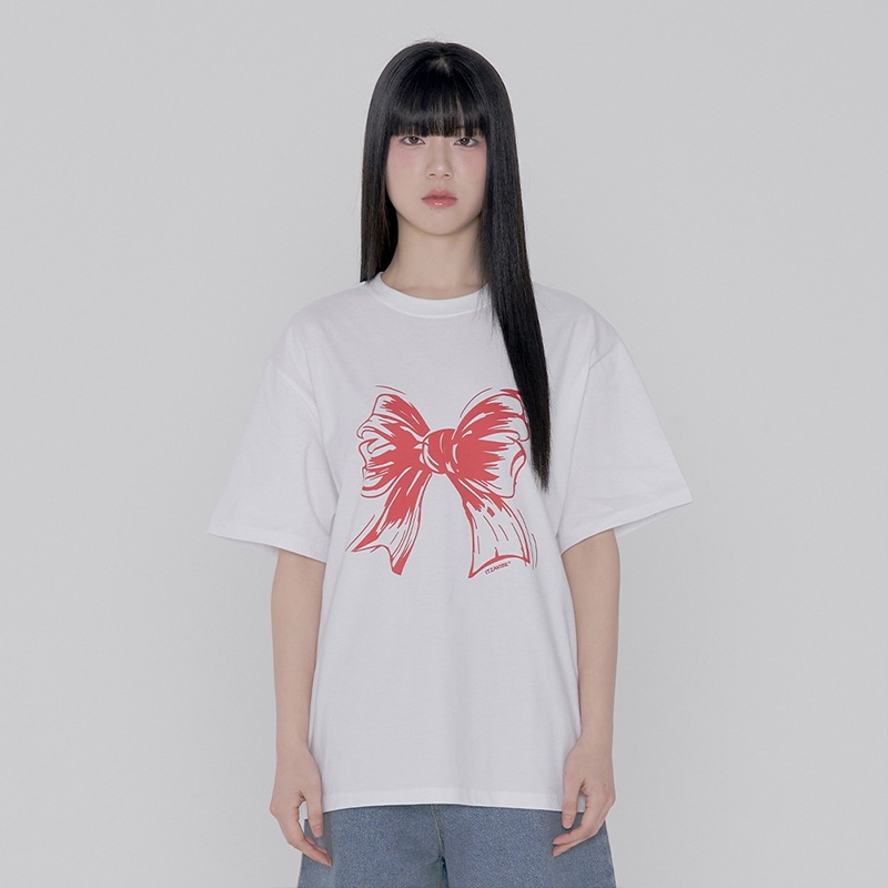 Qoo10] ITZAVIBE RIBBON LOGO T SHIRT : レディース服