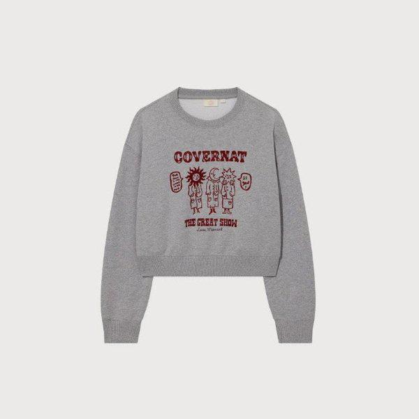 長袖Tシャツ JQS CO2503CR76-MG ウーマン サーカス グラフィック スウェットシャツ メランジグレー